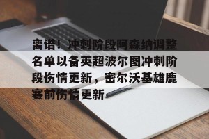 ng南宫-离谱！冲刺阶段阿森纳调整名单以备英超波尔图冲刺阶段伤情更新，密尔沃基雄鹿赛前伤情更新的简单介绍